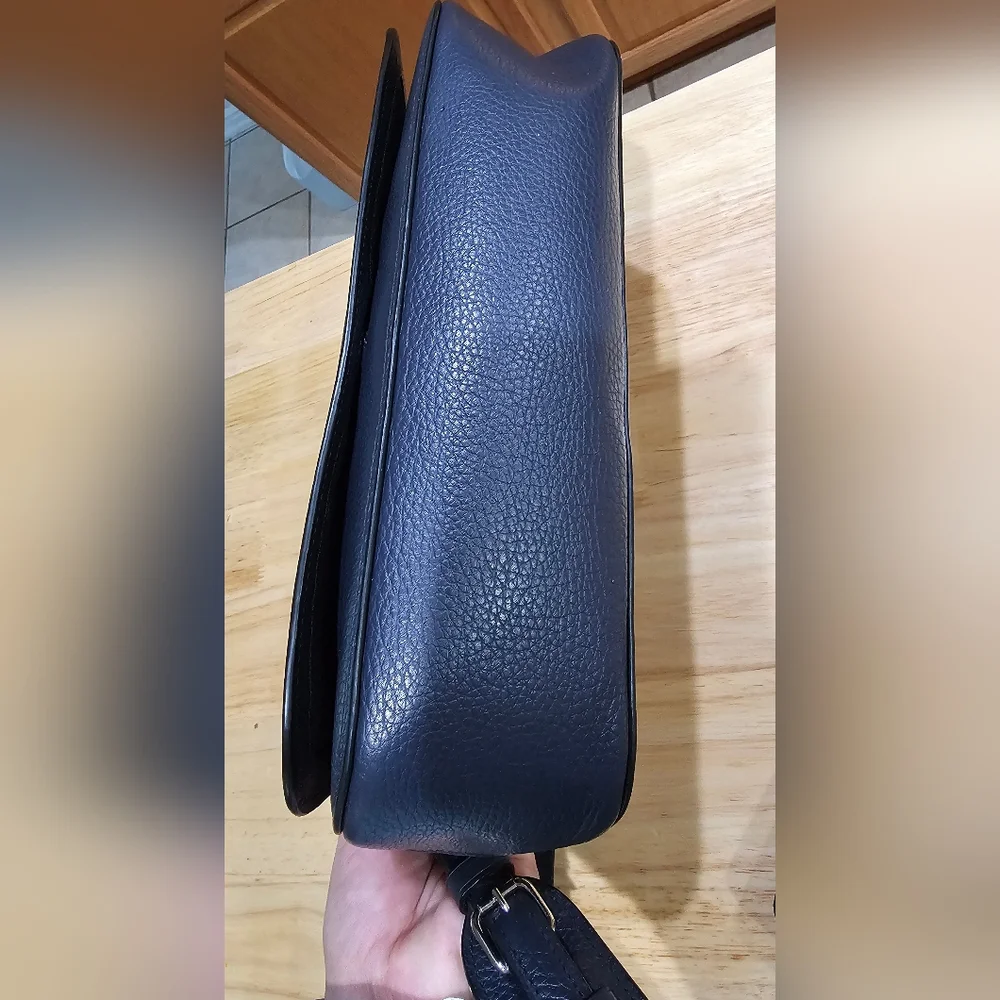 Coach Carriage Navy Blue Pebbled Grain Leather Messenger and Wallet Set EUC - Picture 6 of 16